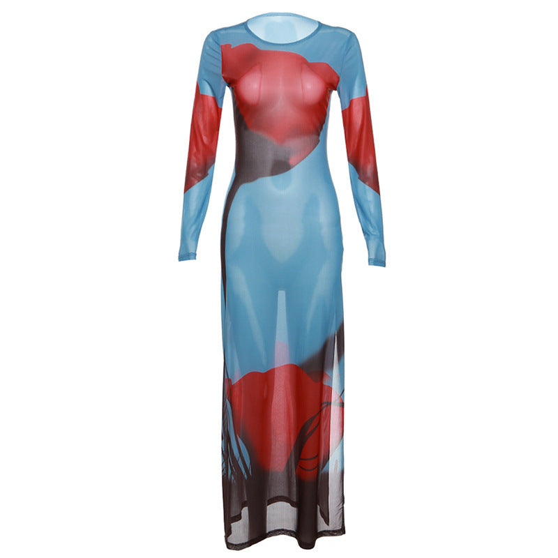Patricia – 3D Floral Print Slim Fit Dress