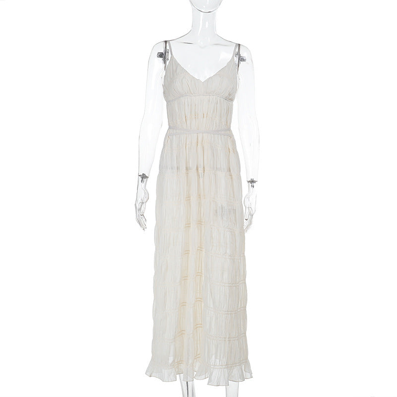 Tamara – Elegant Deep V Vegan Fabric Sling Dress