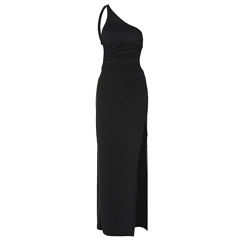Donna – Lace-up Backless Slit Maxi Dress