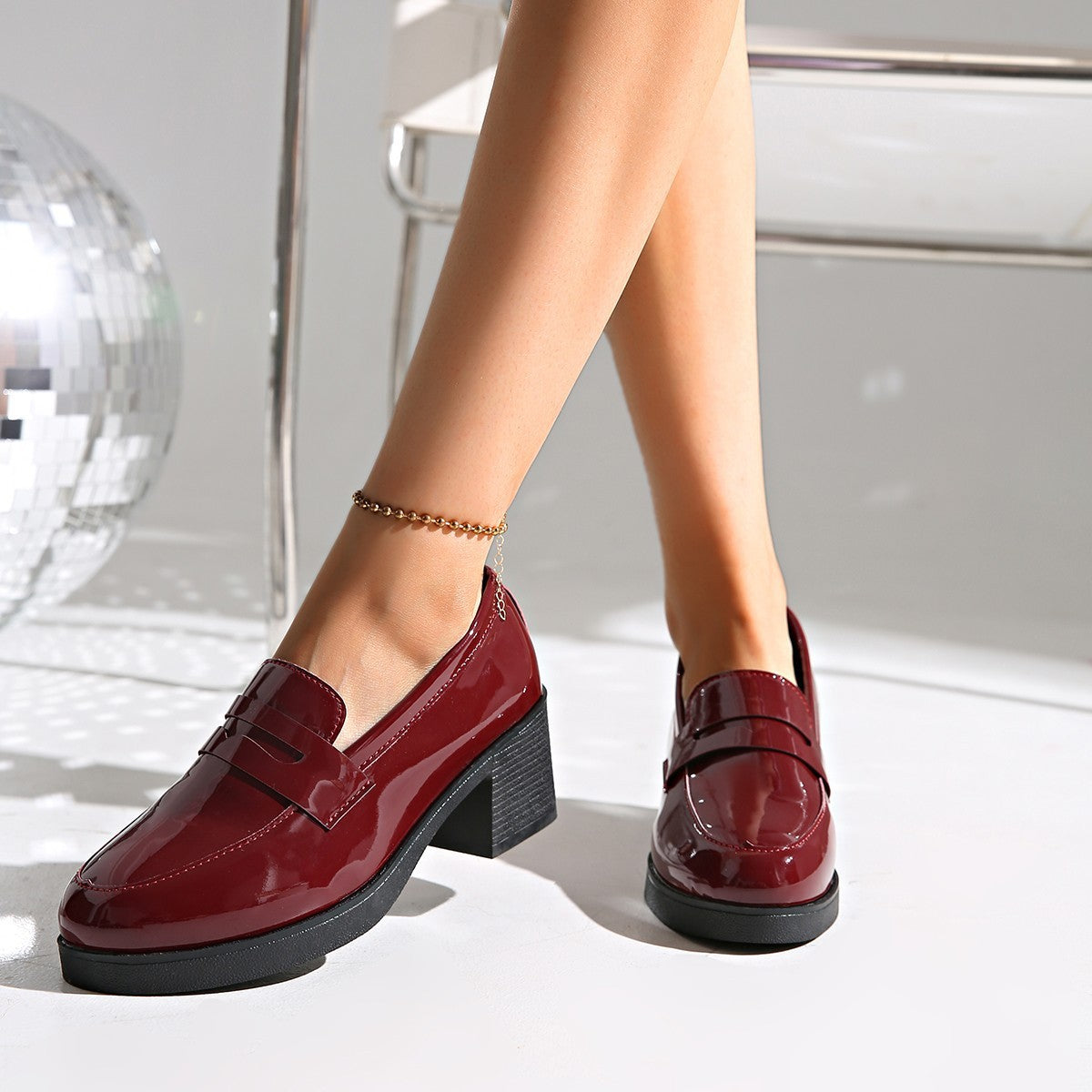 Lily – British Style Chunky Heel Platform Vegan Leather Shoes