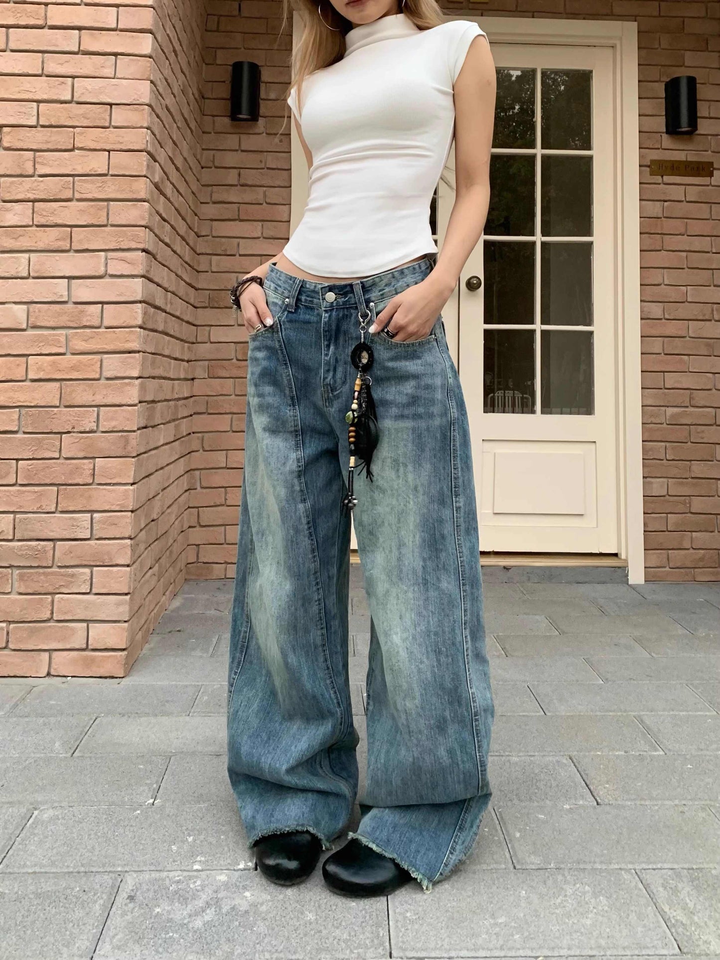 Kimberley – Wide Leg Vegan Patchwork Jeans