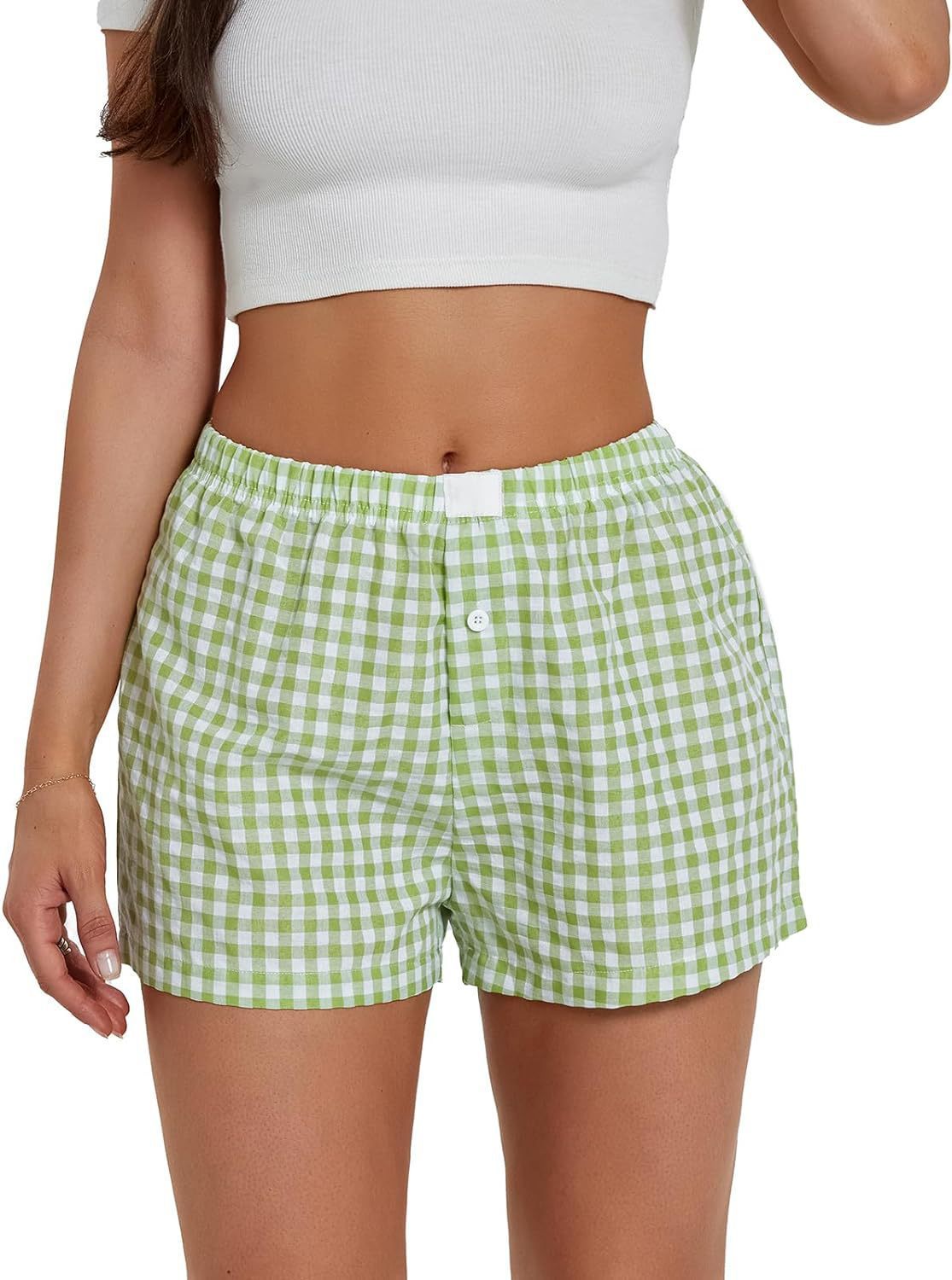 Michelle – Casual Plaid Beach Shorts
