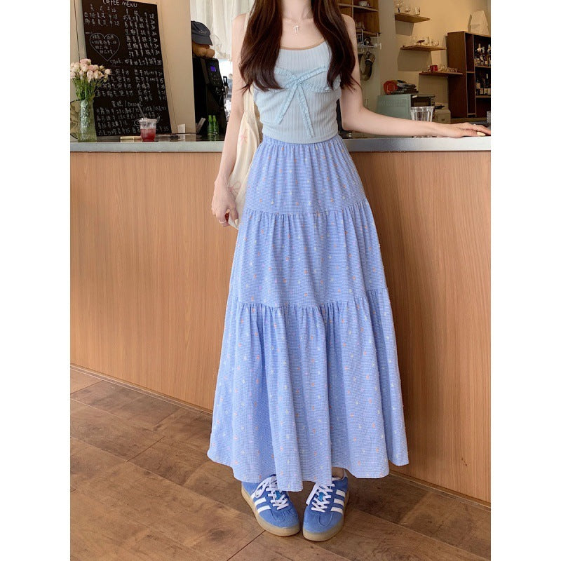 Kate – Plaid A-Line Skirt with Embroidery