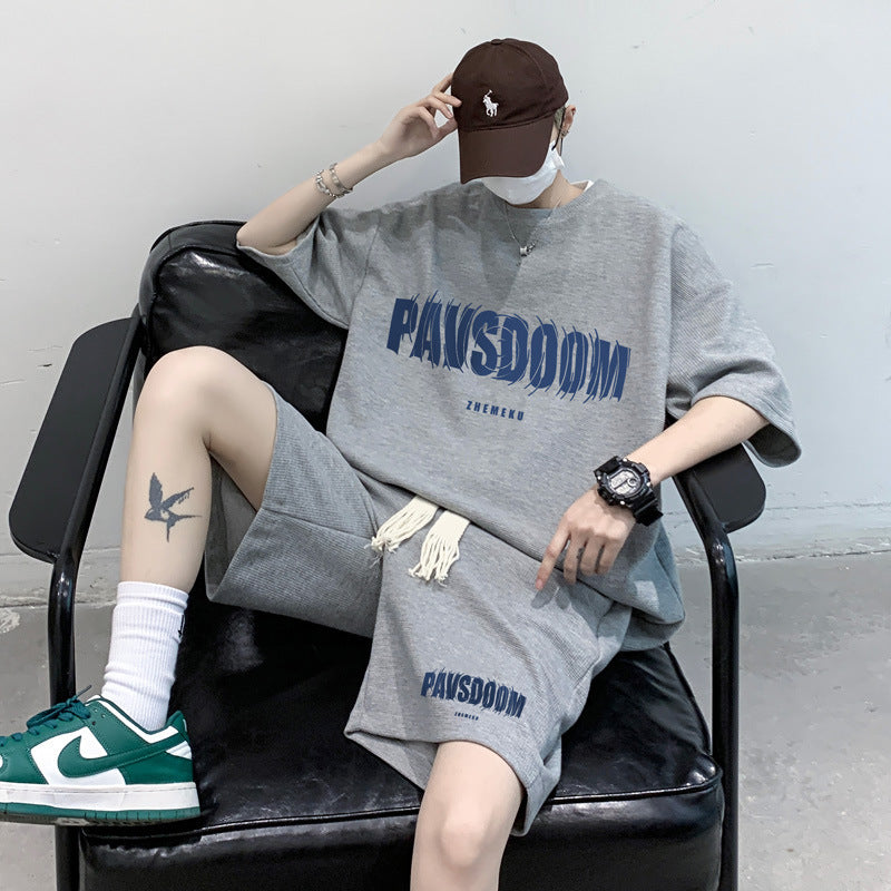 Anthony – Men's Waffle T-shirt with Casual Sports Shorts