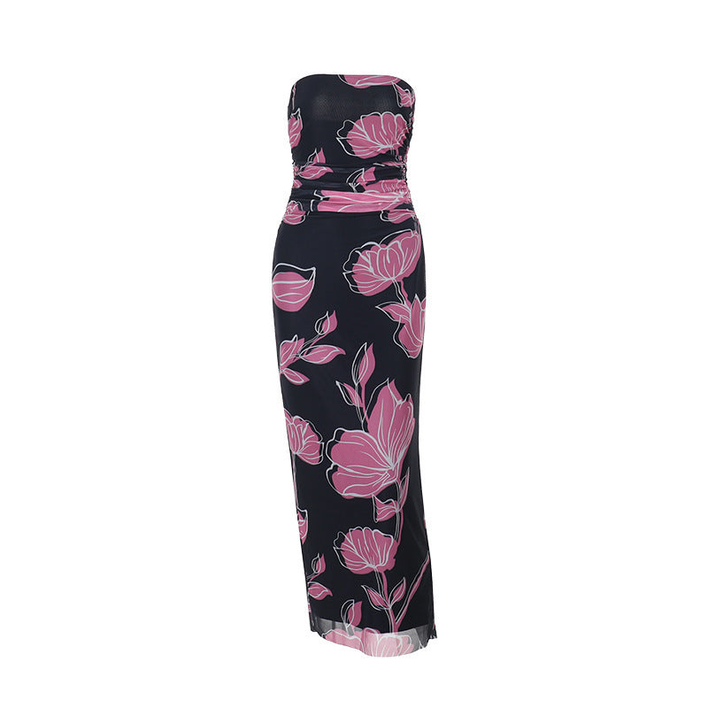 Joanne – Pleated Mesh Floral Dress
