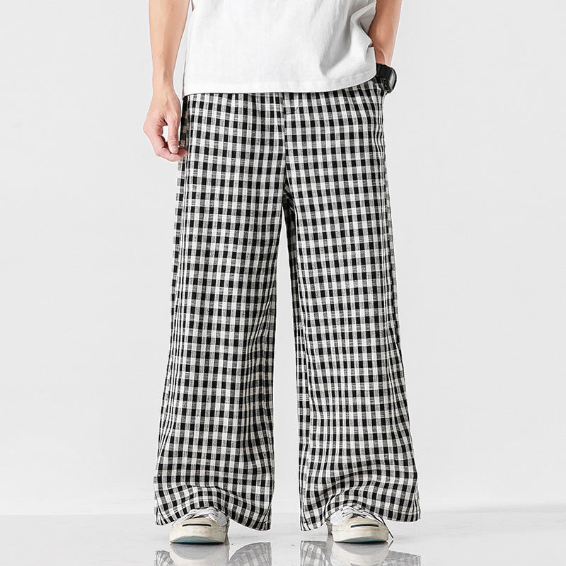 Jonathon – Comfortable Cotton and Linen Plaid Pants