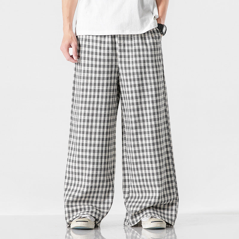 Jonathon – Comfortable Cotton and Linen Plaid Pants