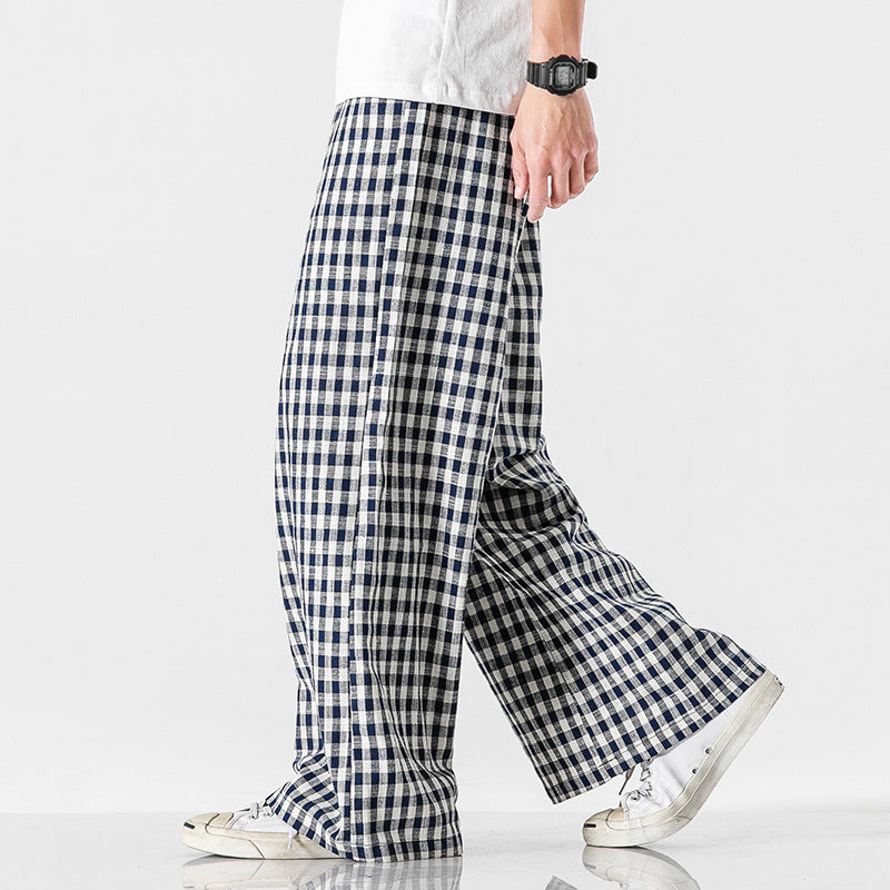 Jonathon – Comfortable Cotton and Linen Plaid Pants