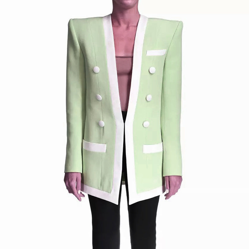 Jessie – V-Neck Long-Sleeved Double-Breasted Blazer