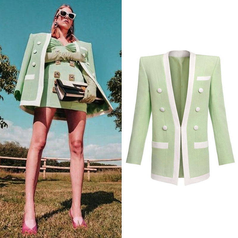 Jessie – V-Neck Long-Sleeved Double-Breasted Blazer