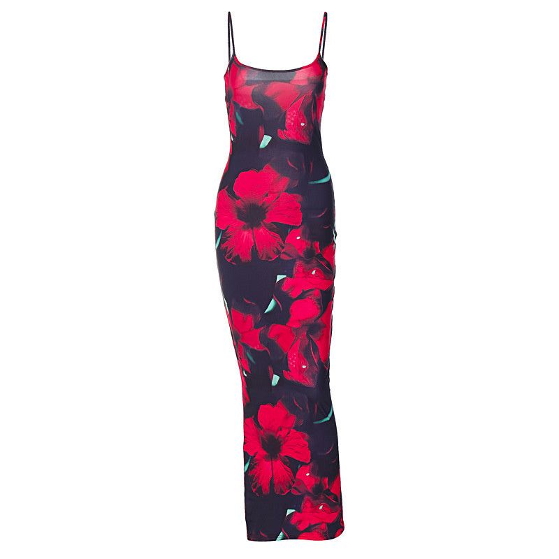 Christina – Fashion Printed U-neck Strap Dress