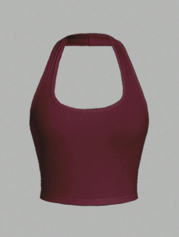 Jade – Cropped Halter Neck Slim Fit Tank Top
