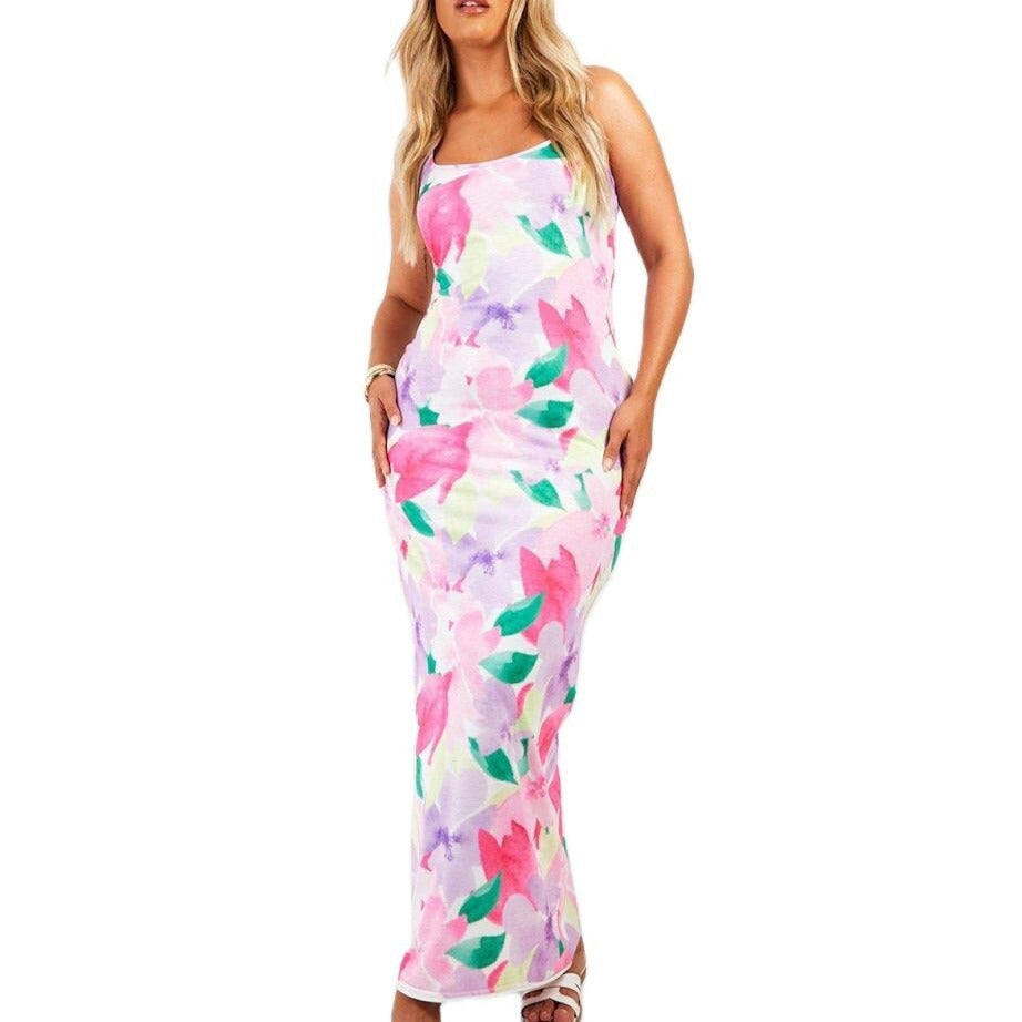 Angela – Women's Digital Print Suspender Dress