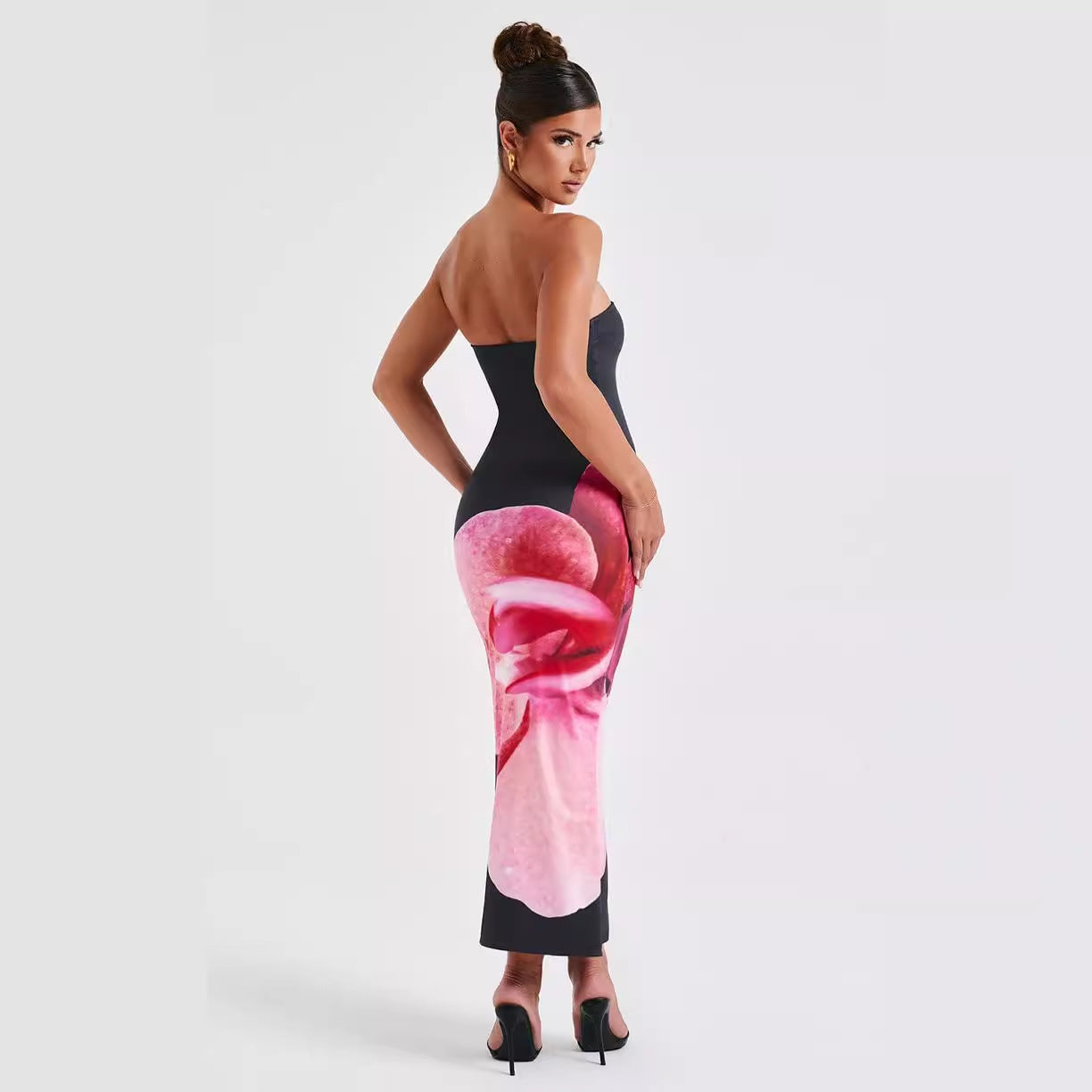 Audrey – Elegant Floral Drape Tube Sheath Dress
