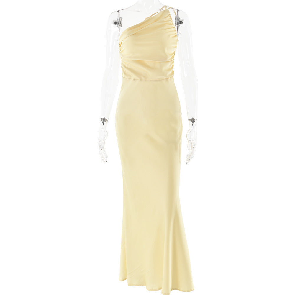 Rose – One-Shoulder Pleated Backless Dress