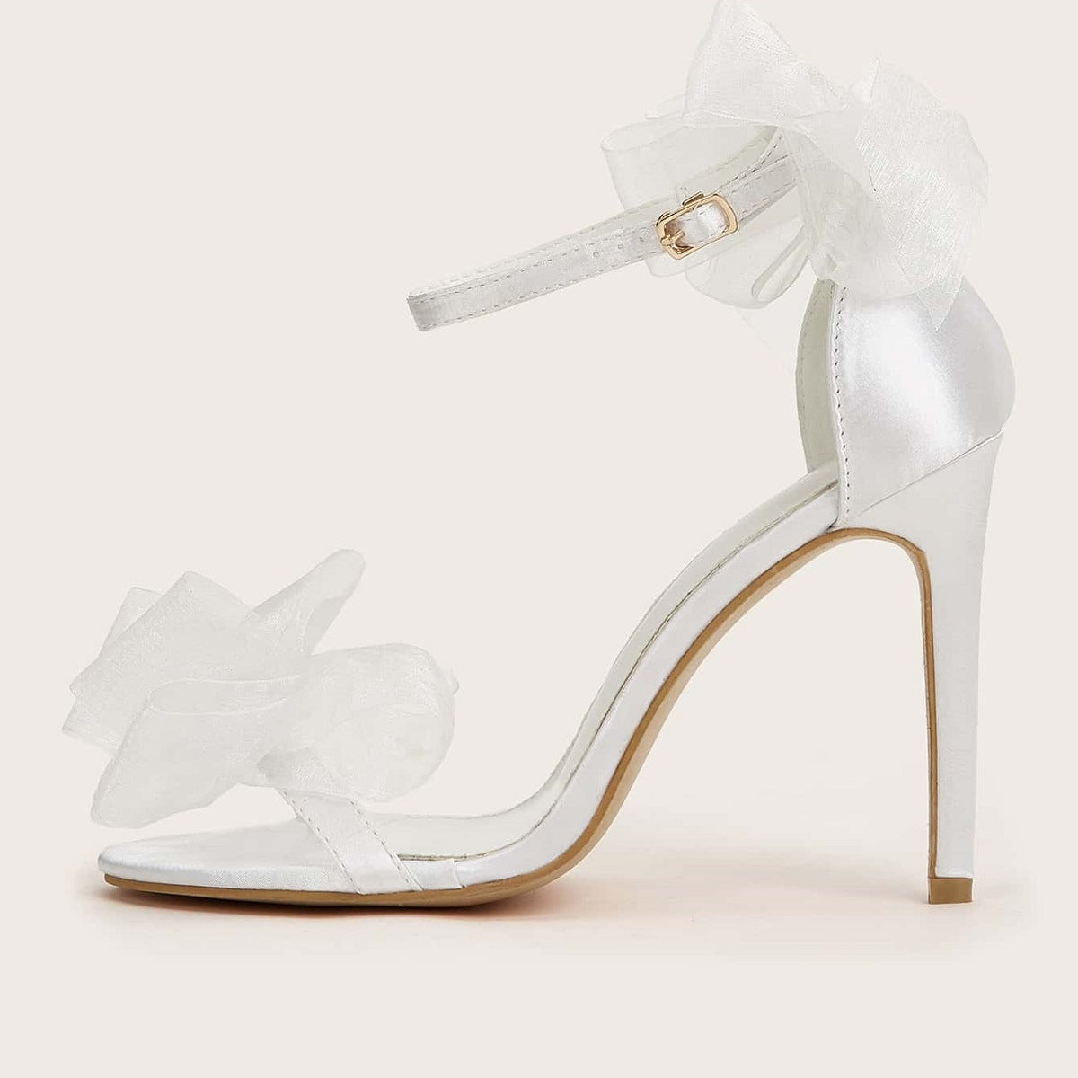 Francesca – Elegant Fish Mouth Lace Bow High Heels