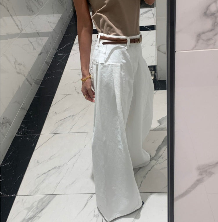 Gillian – Korean-Style High Waist Pleated Wide-Leg Jeans