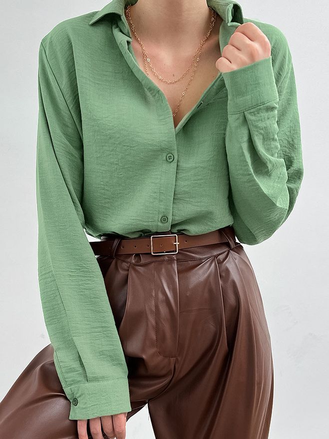 Ruth – Casual Polo Collar Pleated Shirt