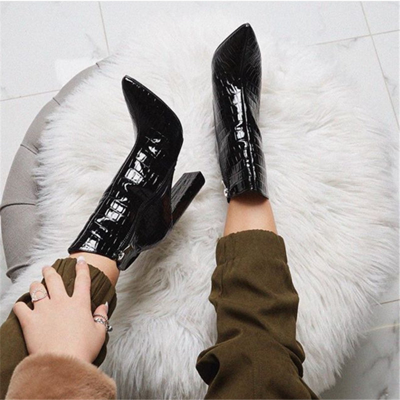Phoebe – White Vegan Leather Ankle Boots