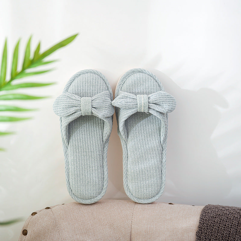 Tara – Striped Linen Slippers