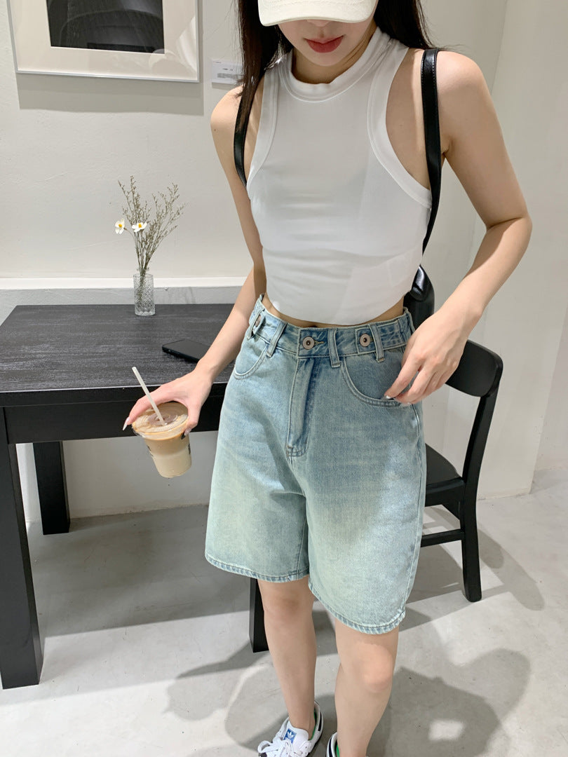 Shannon – Retro High-Waist Denim Shorts