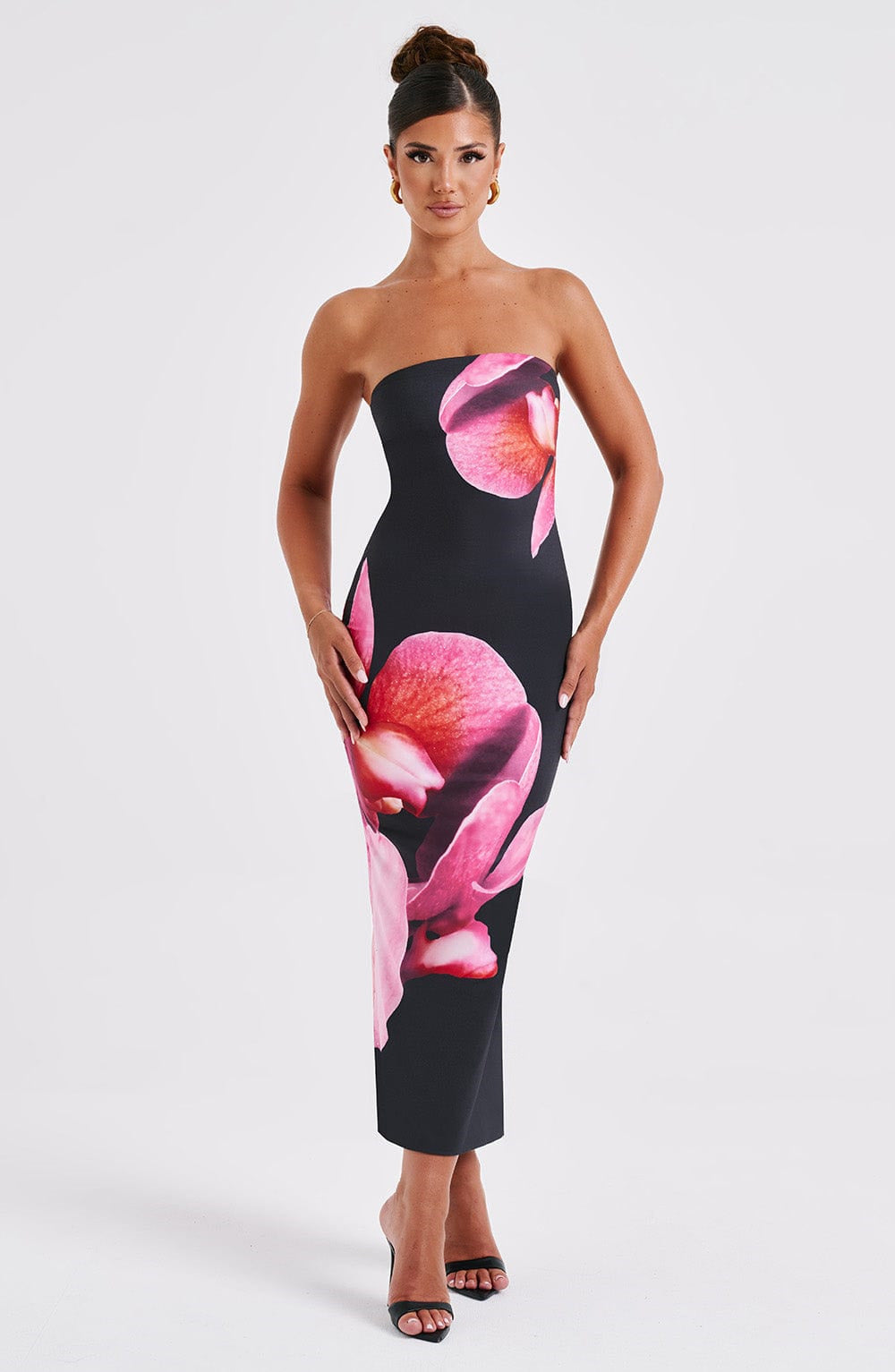 Audrey – Elegant Floral Drape Tube Sheath Dress