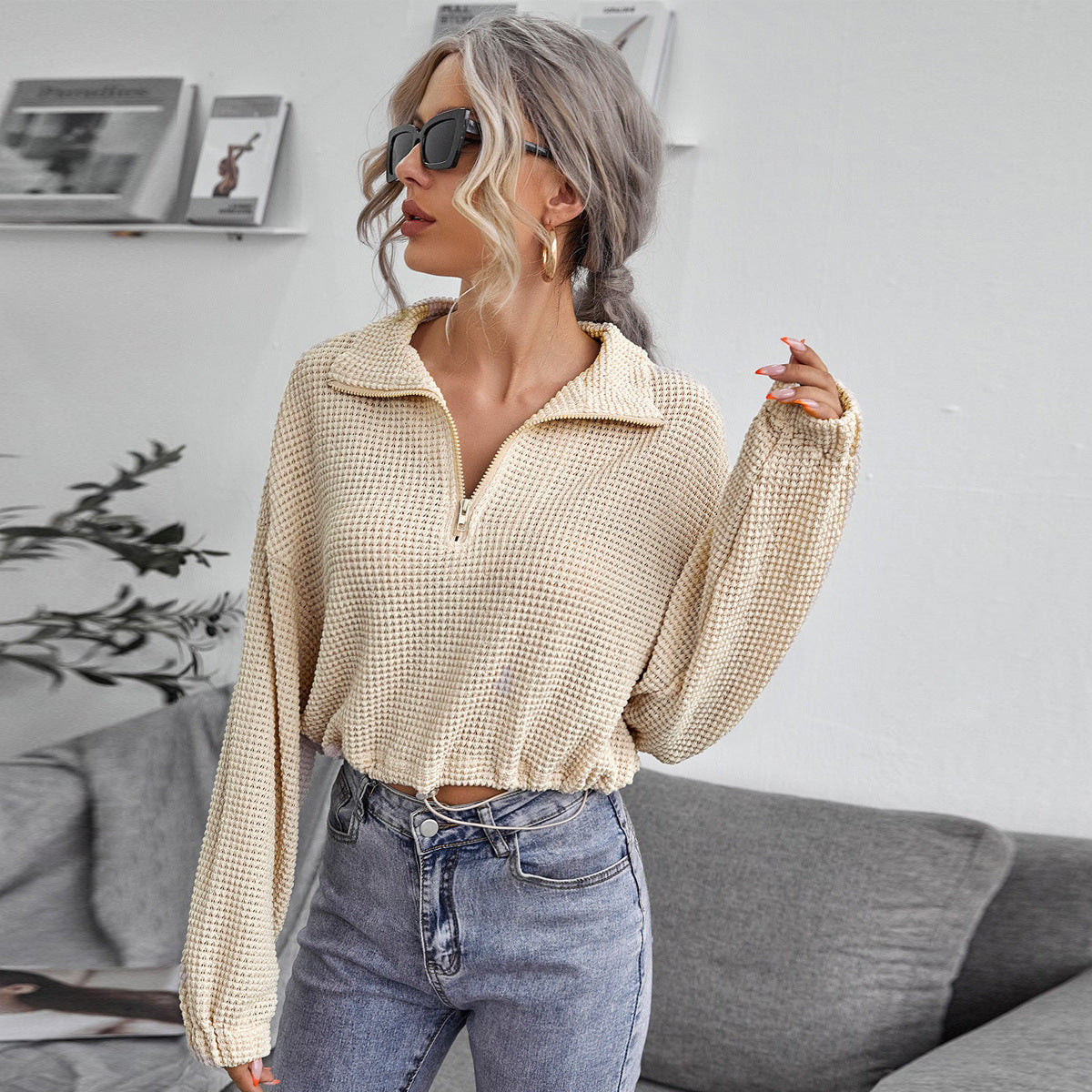 Felix – Drawstring Lapel Knitted Pullover Shirt
