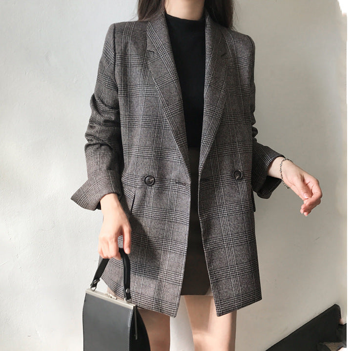 Brenda – Vintage Plaid Blazer