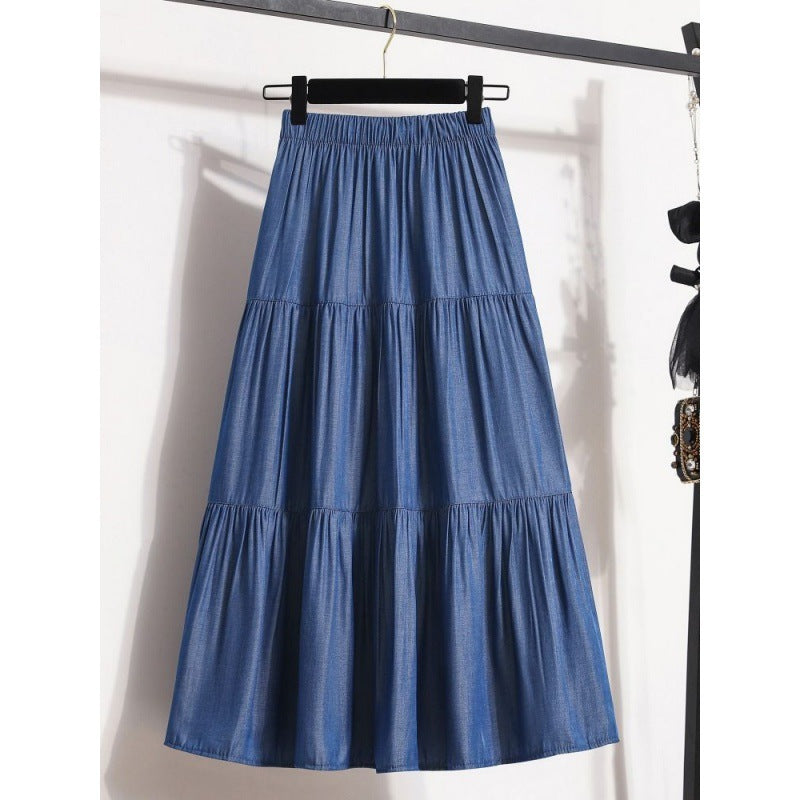 Abigail – Mid-Length Tencel Skirt with Elastic Waist