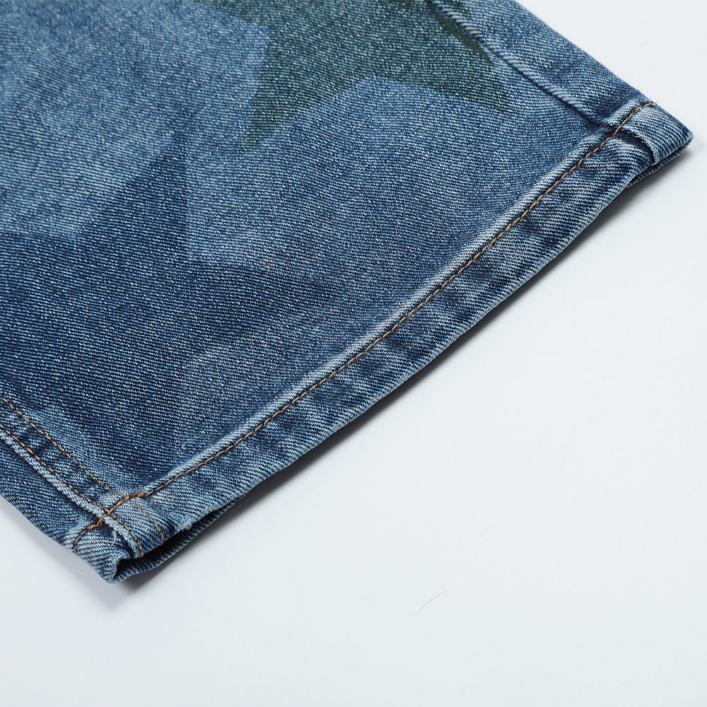 Jake – Pentagram Pattern Straight Leg Jeans