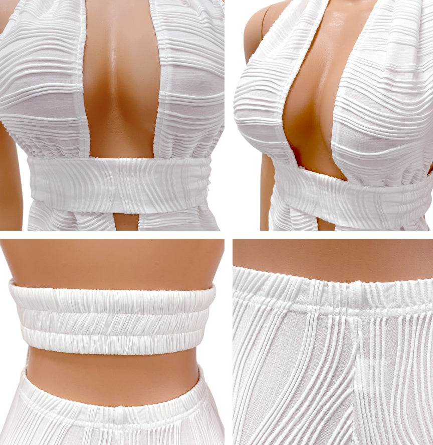 Judith – Women's Pleated Backless Tassel Set