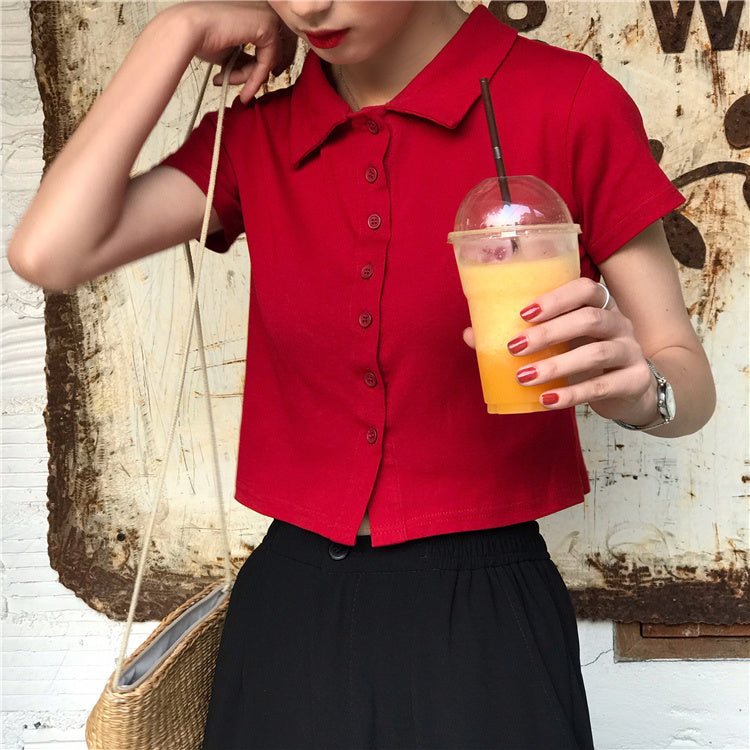 Nicole – Versatile Polo Collar Short Sleeve Shirt