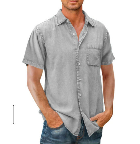 Jude – Men's Solid Color Polo Collar Shirt with Pocket