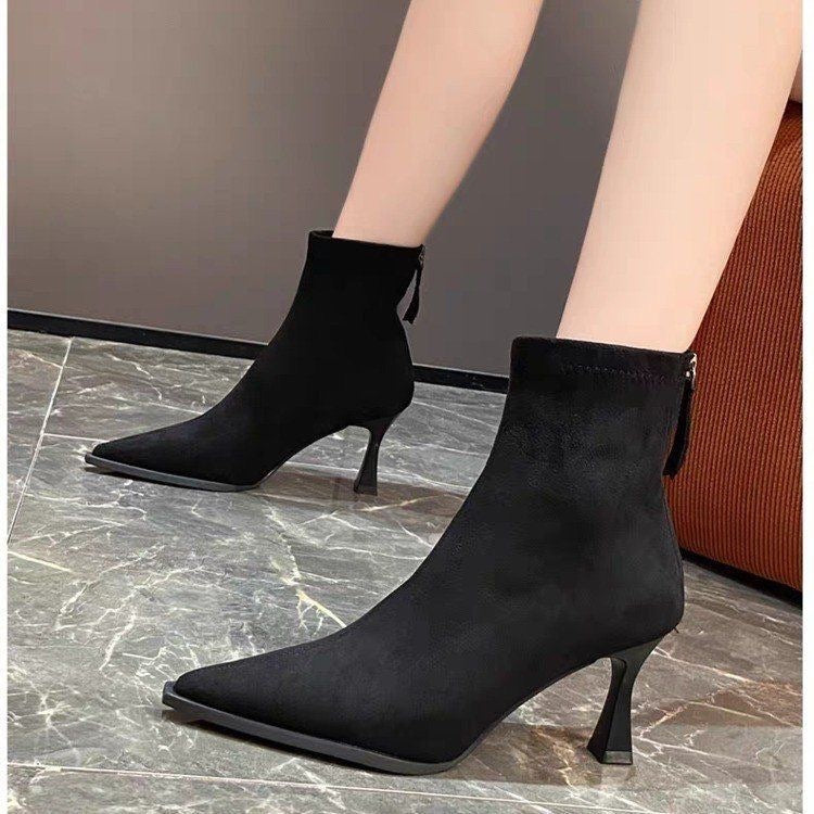 Danielle – Leopard Pointed Toe Stiletto Heel Ankle Boots