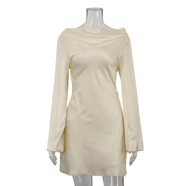 Jessie – Satin Lace-Up Backless Dress