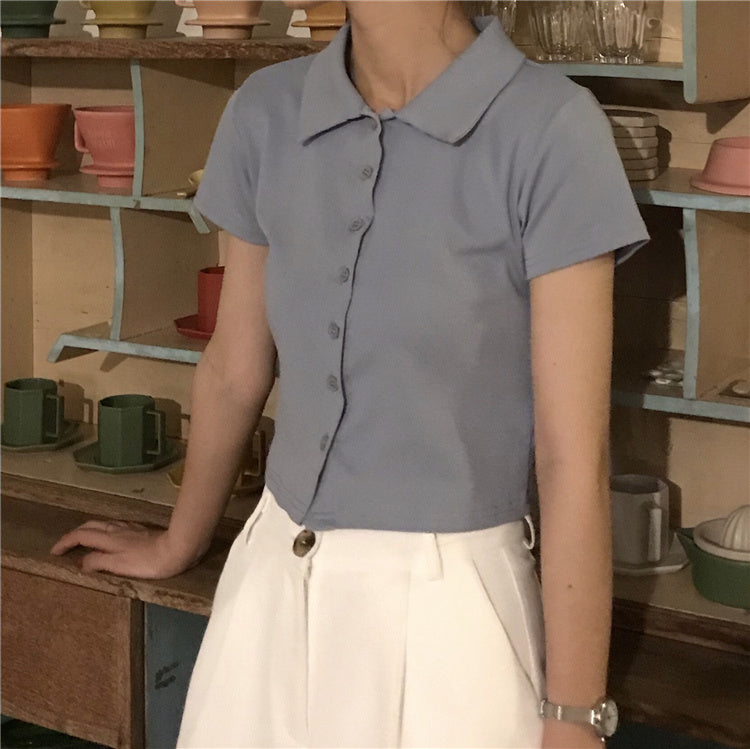 Nicole – Versatile Polo Collar Short Sleeve Shirt