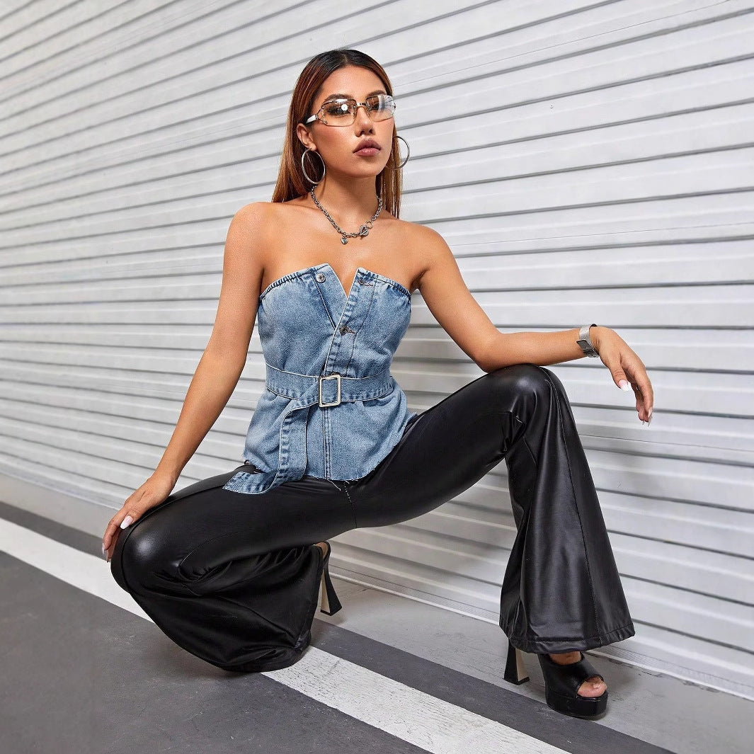 Lily – Backless Denim Tube Top