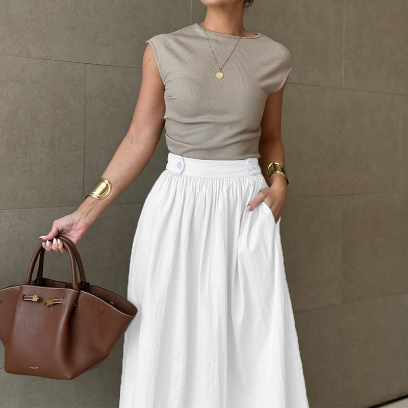 Jenny – All-Match Cotton and Linen Skirt