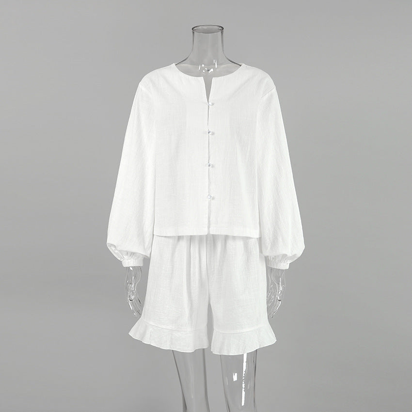 Abigail – Cotton Two-piece Set with Lantern Sleeves