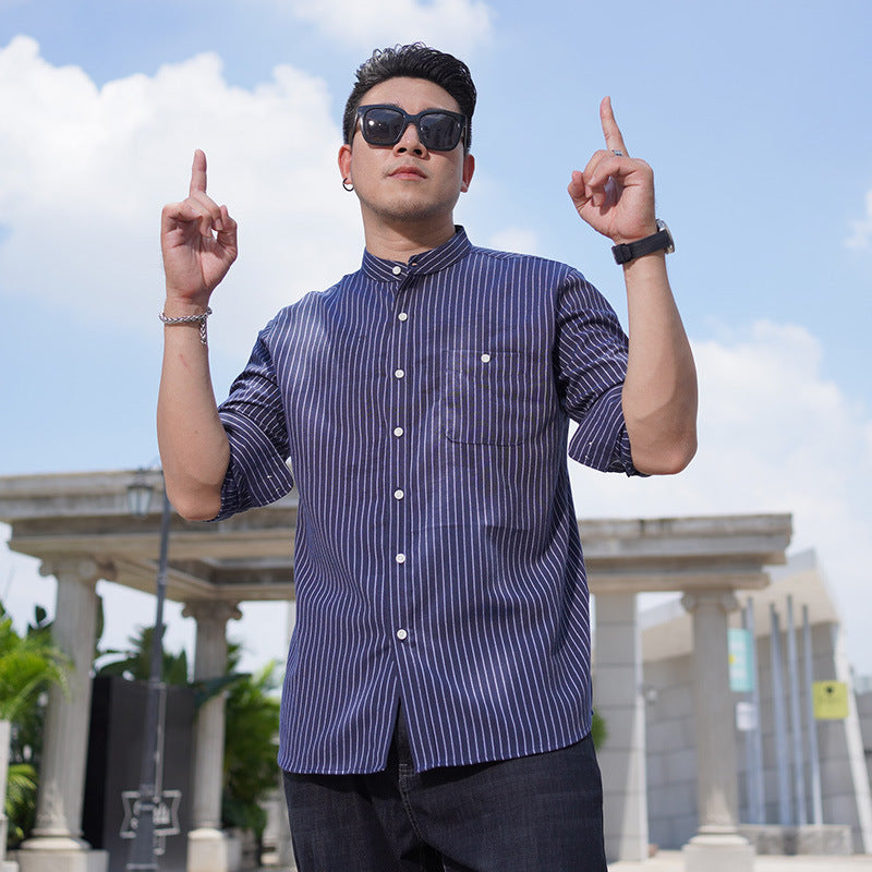 Francis – Casual Striped Stand Collar Shirt