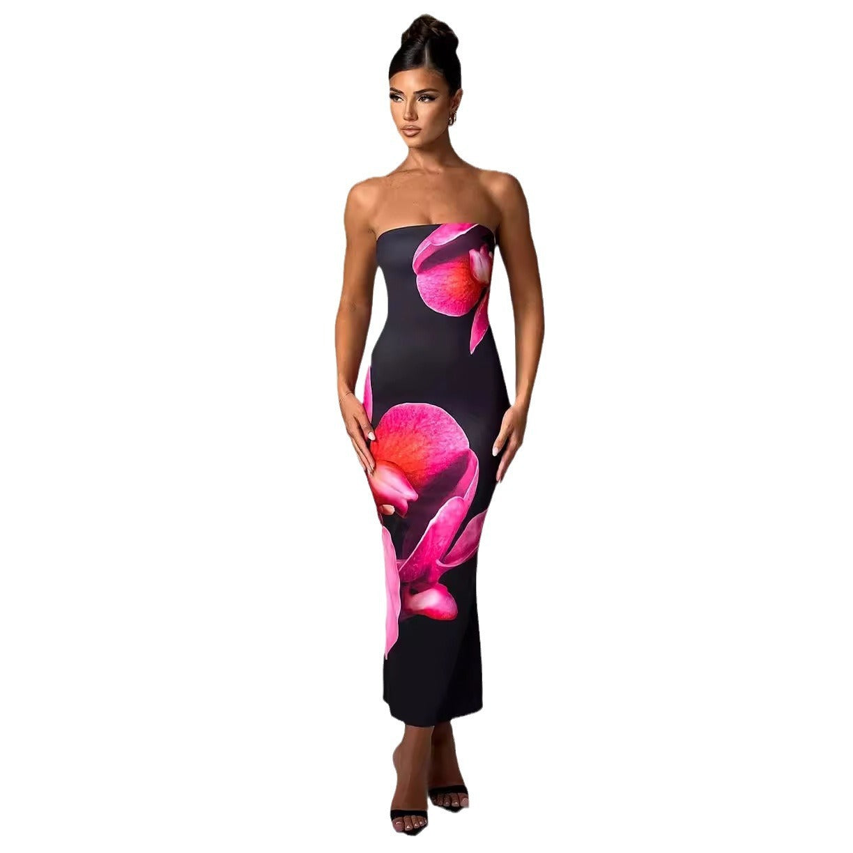 Audrey – Elegant Floral Drape Tube Sheath Dress