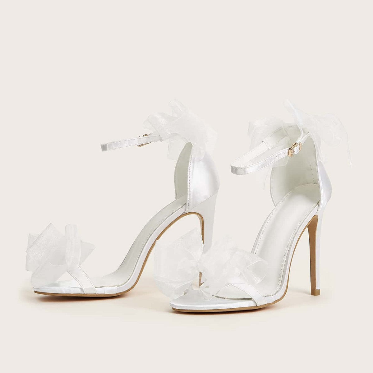 Francesca – Elegant Fish Mouth Lace Bow High Heels