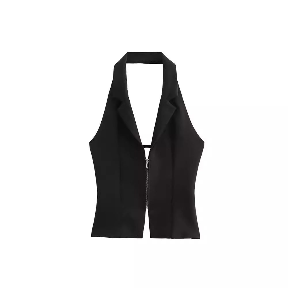 Kelly – Slim-fit Backless Collar Top