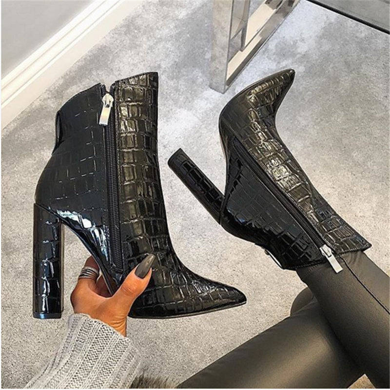 Phoebe – White Vegan Leather Ankle Boots