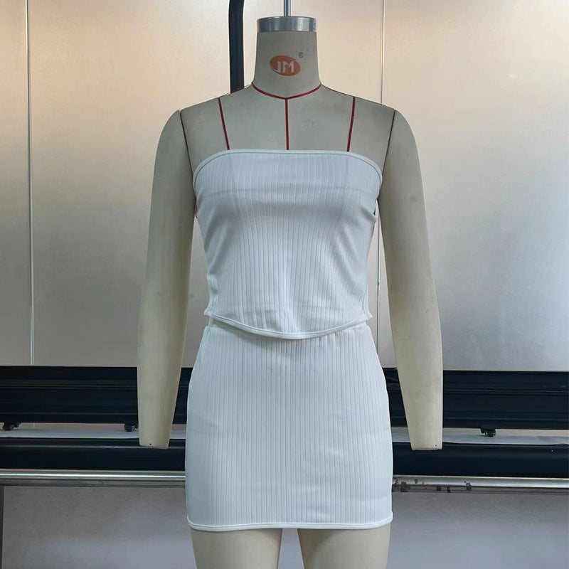 Lauren – Knitted Irregular Tube Top Skirt Set