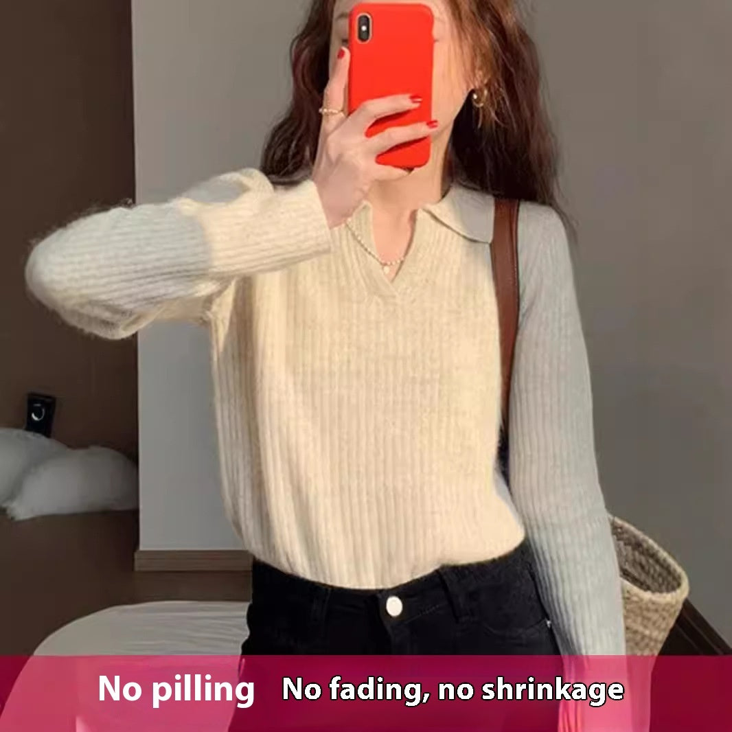 Susan – Retro Knit Polo Sweater