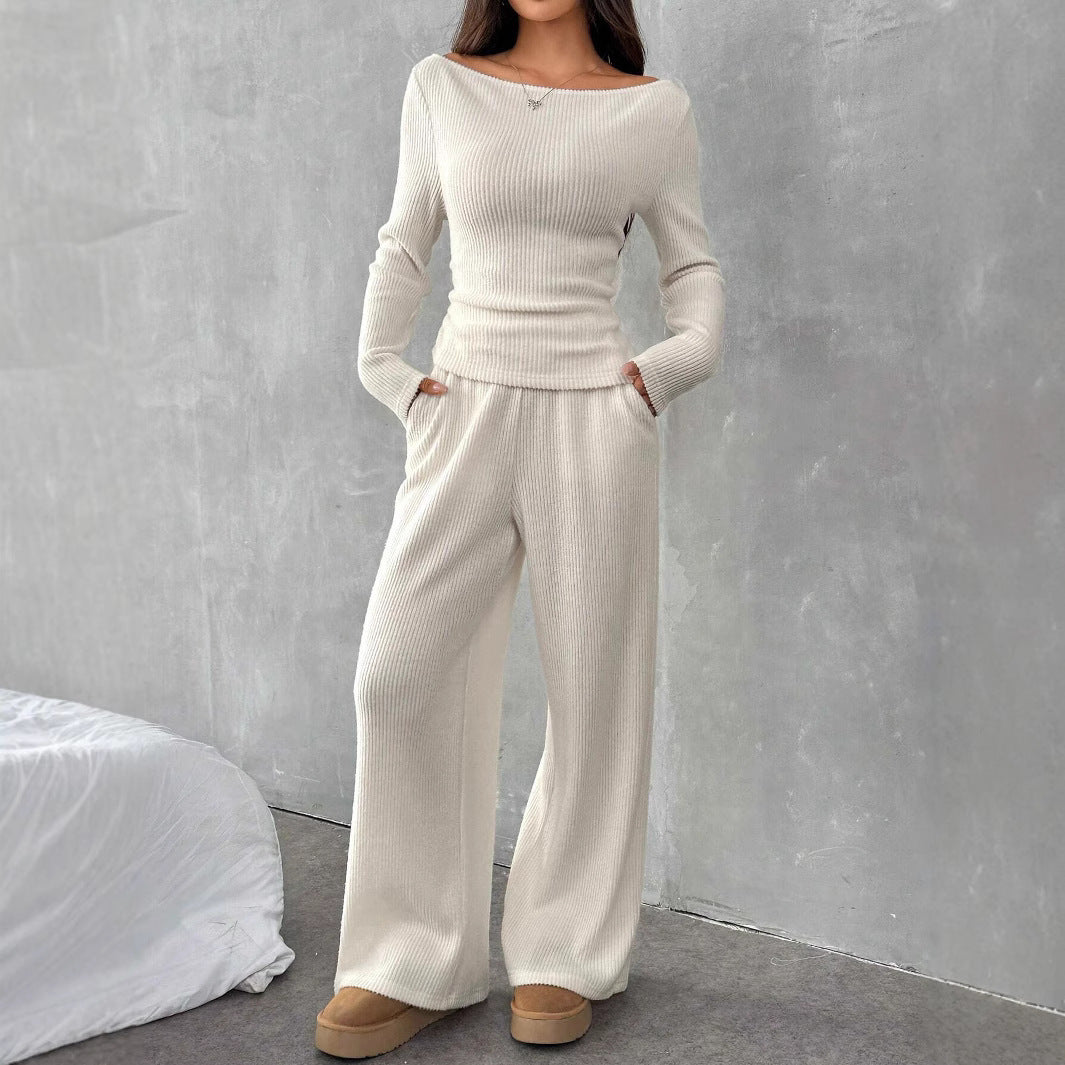Jacqueline – Casual Long Sleeve Suit with Straight-Leg Pants