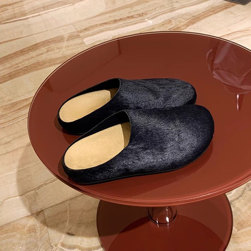 Victoria – Vegan Leather Slip-on Slippers with Thick Sole