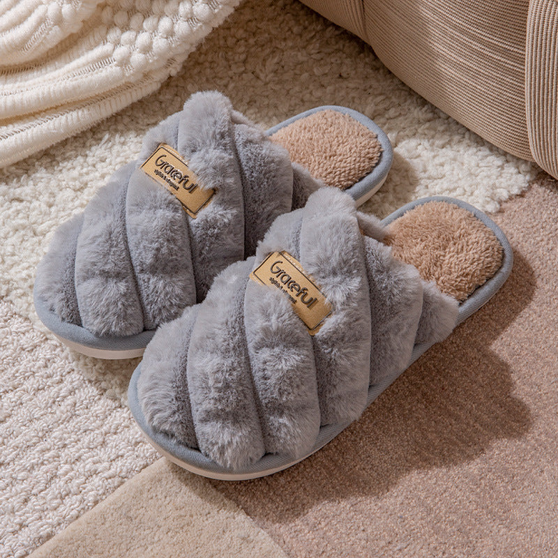 Nicole – Simple Non-slip Vegan Wool Plush Slippers