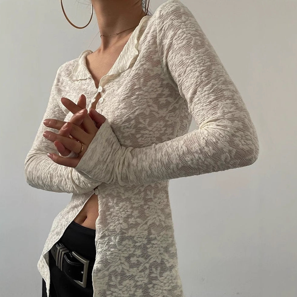 Heidi – Breathable Lace Cardigan T-shirt